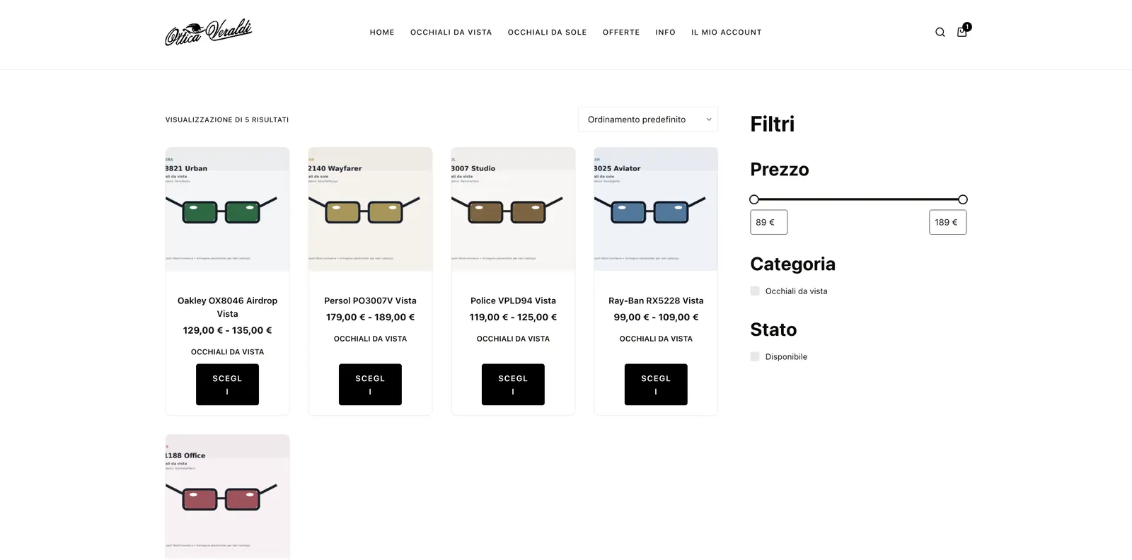 Ottica Veraldi — Sito Web 2